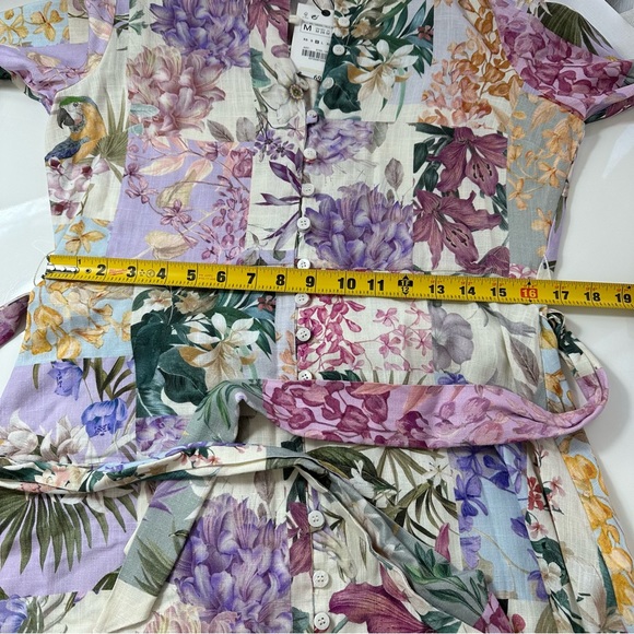 ZARA mini dress BELTED FLORAL button up dress or tunic top simply CHIC BOHO M - Picture 8 of 15